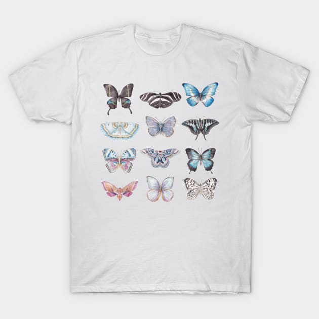 Butterflies in Blues T-Shirt by wanderinglaur